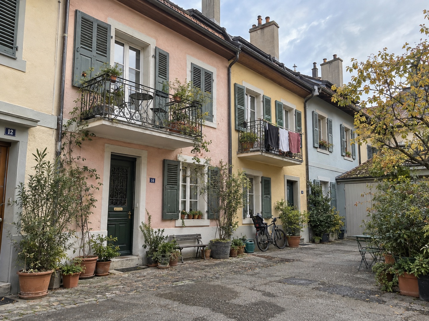 Maisons de village aux façades traditionnelles