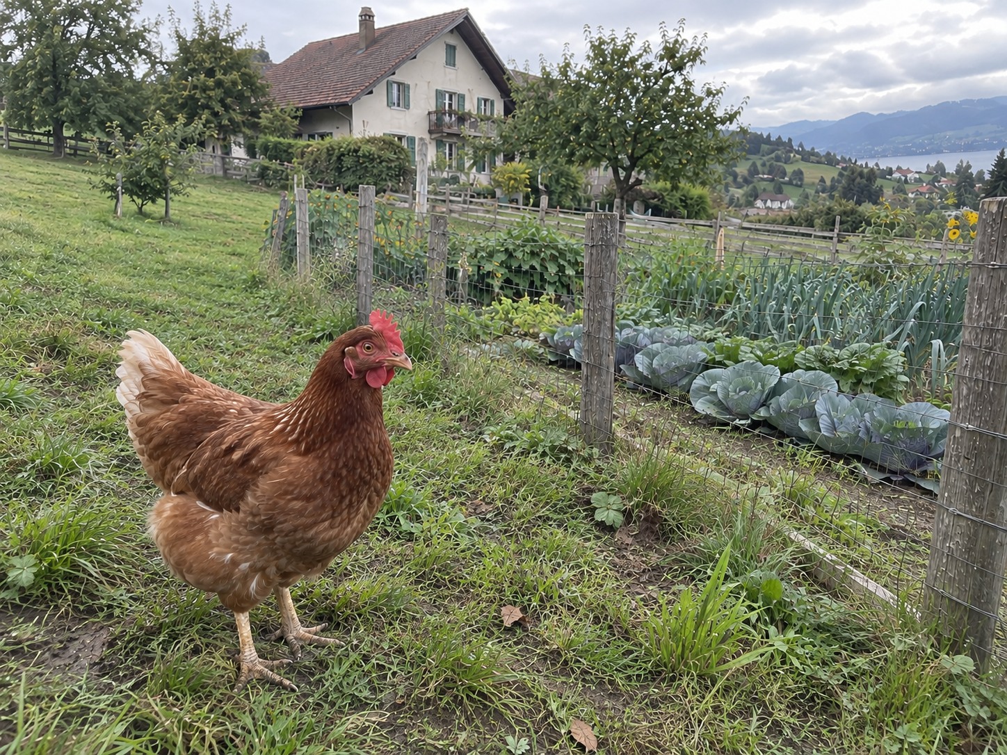 Ancienne ferme à rénover avec cour et zone agricole — Maison et dépendance, Potager clôturé, Verger, Poules en plein air